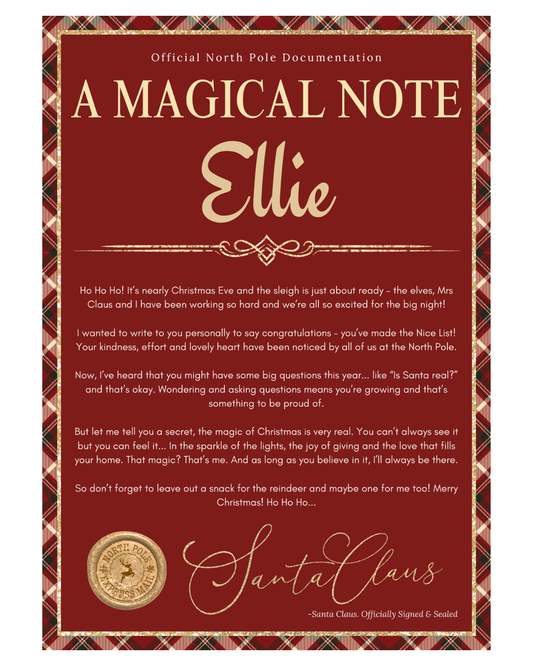 A Magical note A4 LETTER - TARTAN TRIM WITH GLITTER