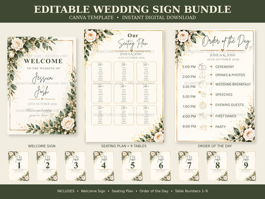 Editable Wedding Sign Bundle | Canva Wedding Templates