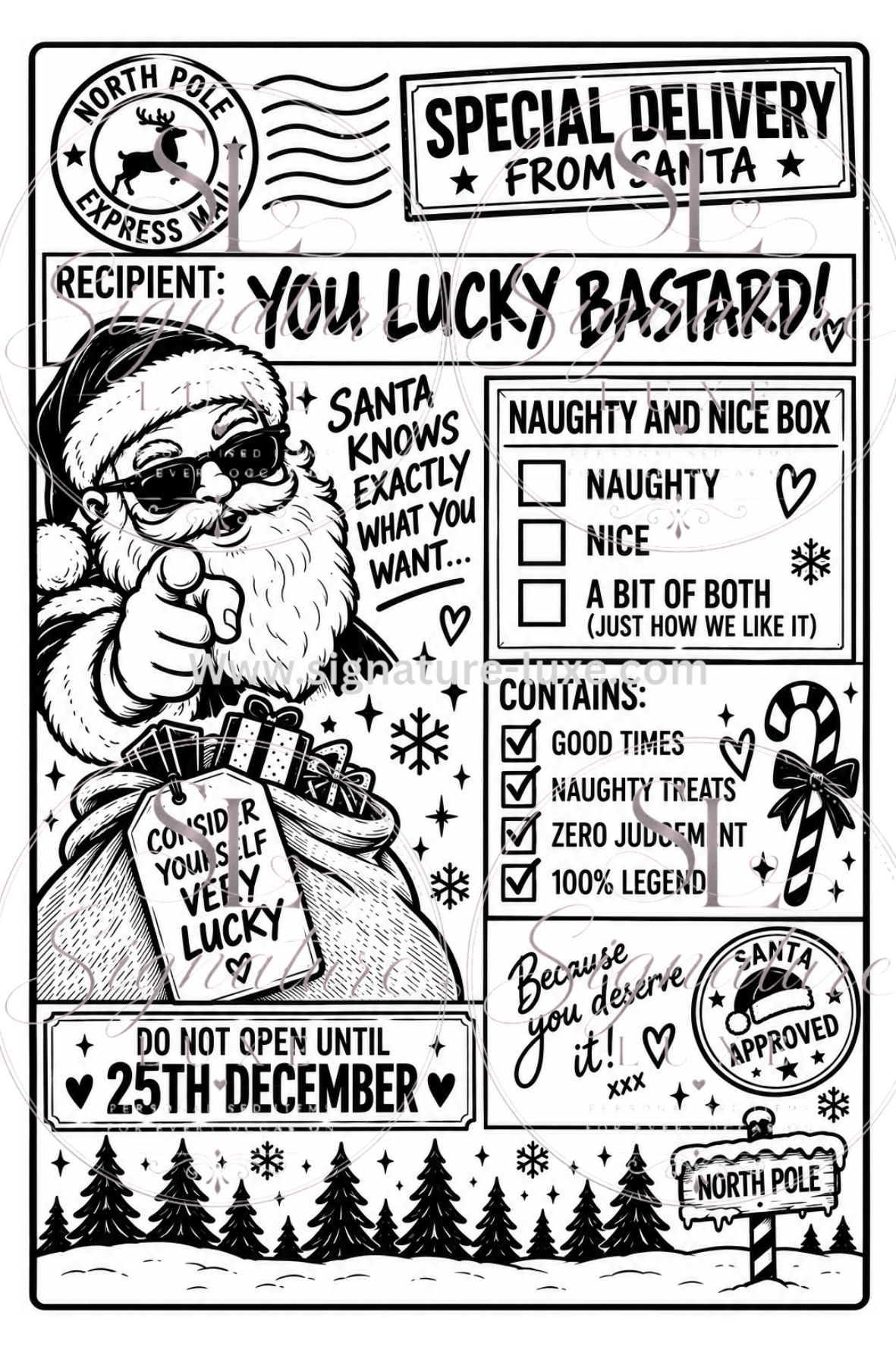 Rude adult Christmas A6 gift label design 1
