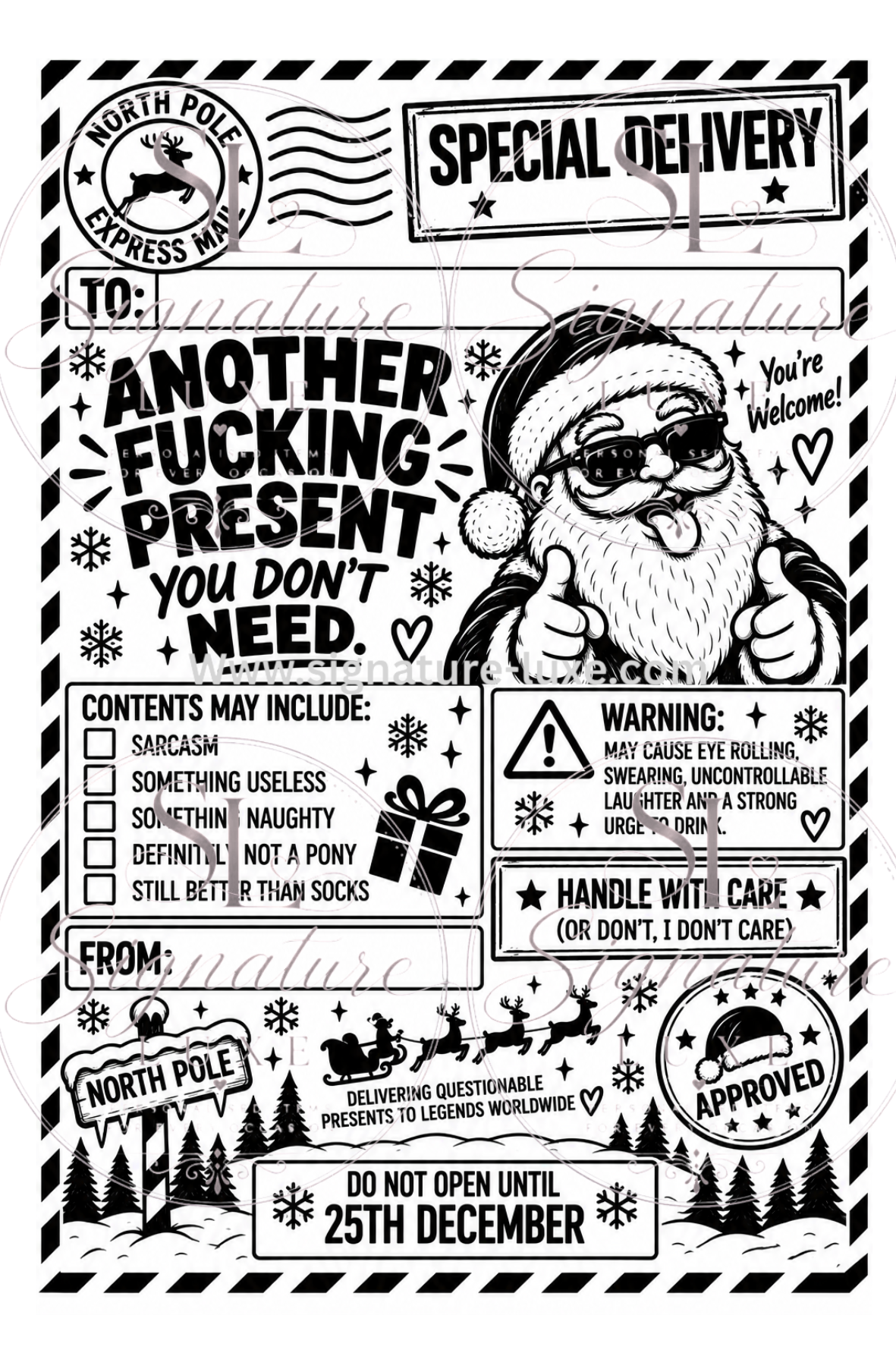 Rude adult Christmas A6 gift label design 10