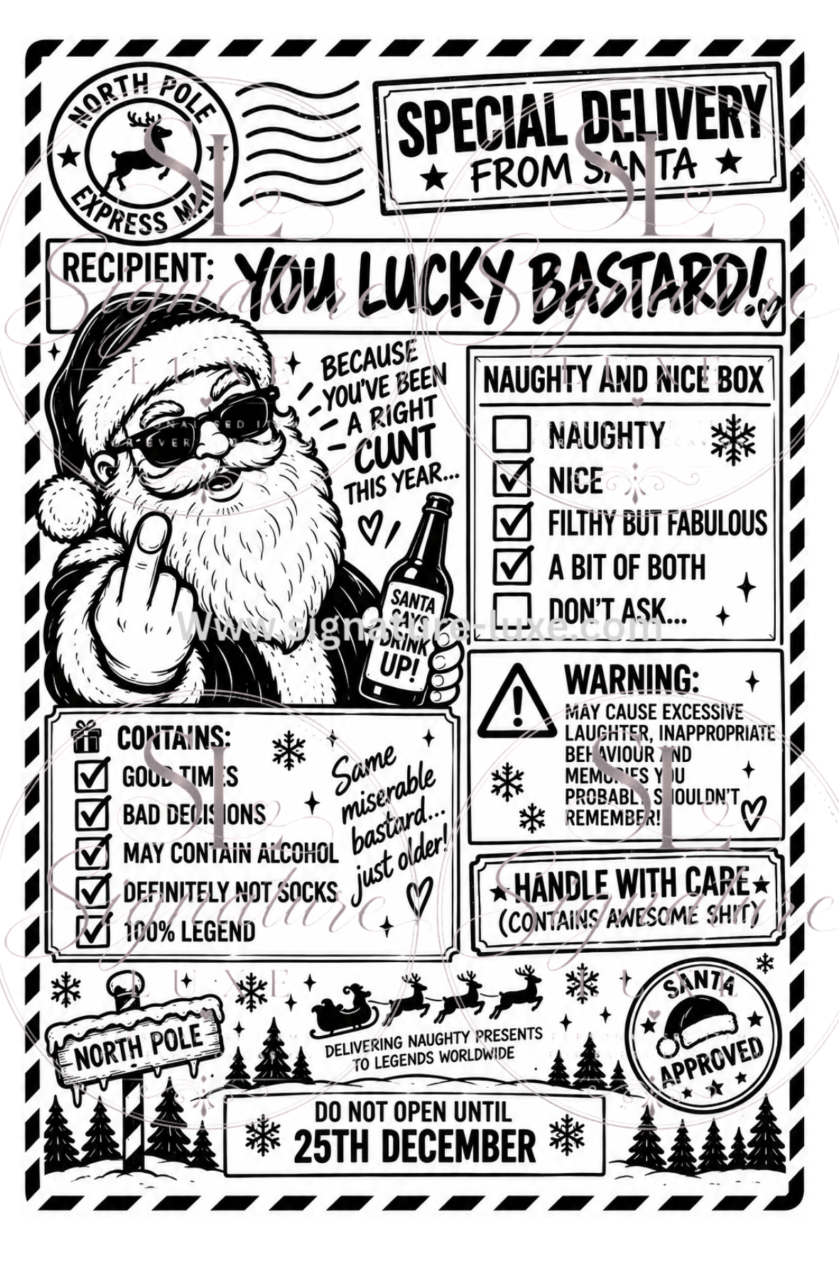 Rude adult Christmas A6 gift label design 2