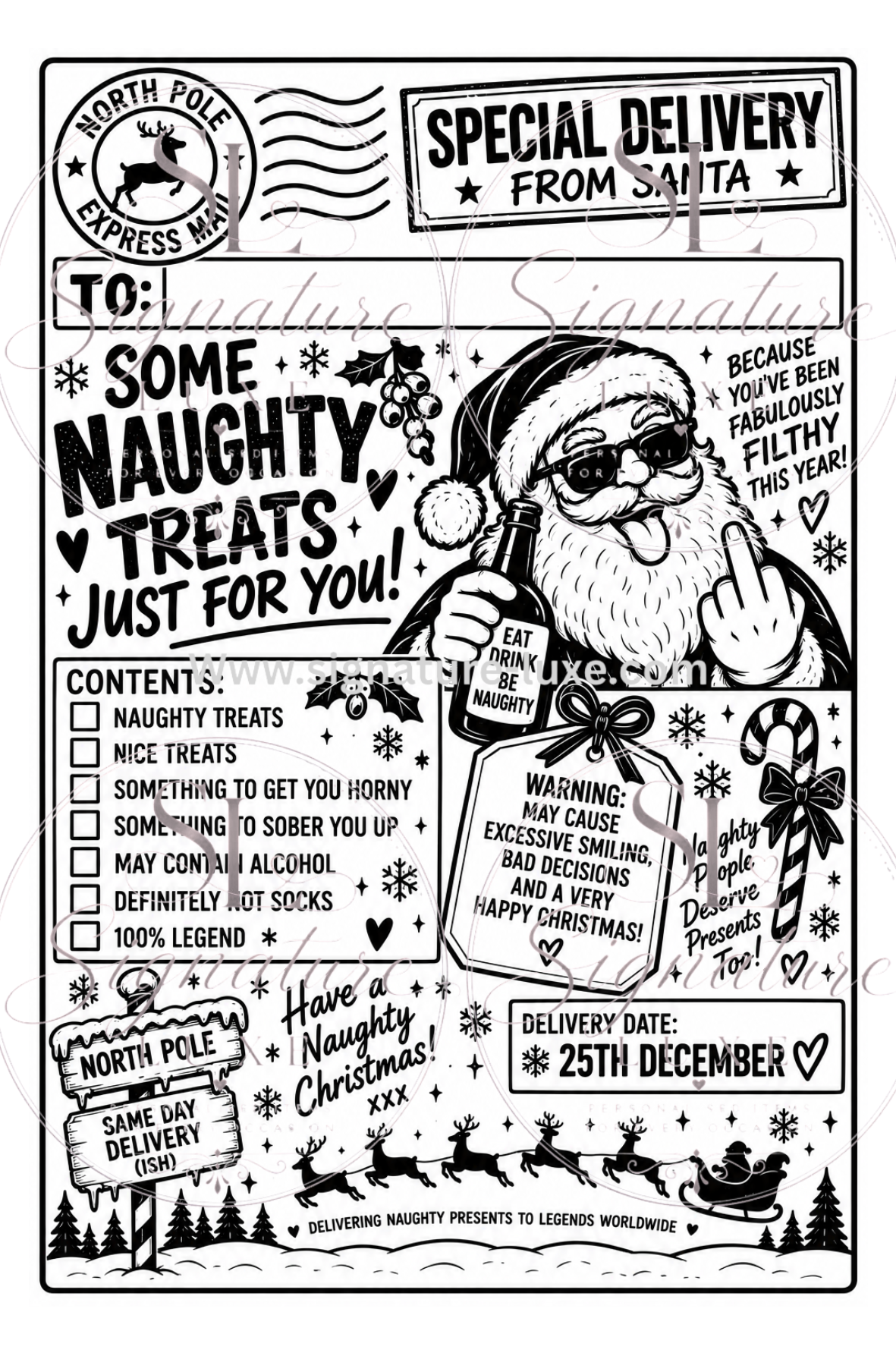 Rude adult Christmas A6 gift label design 3