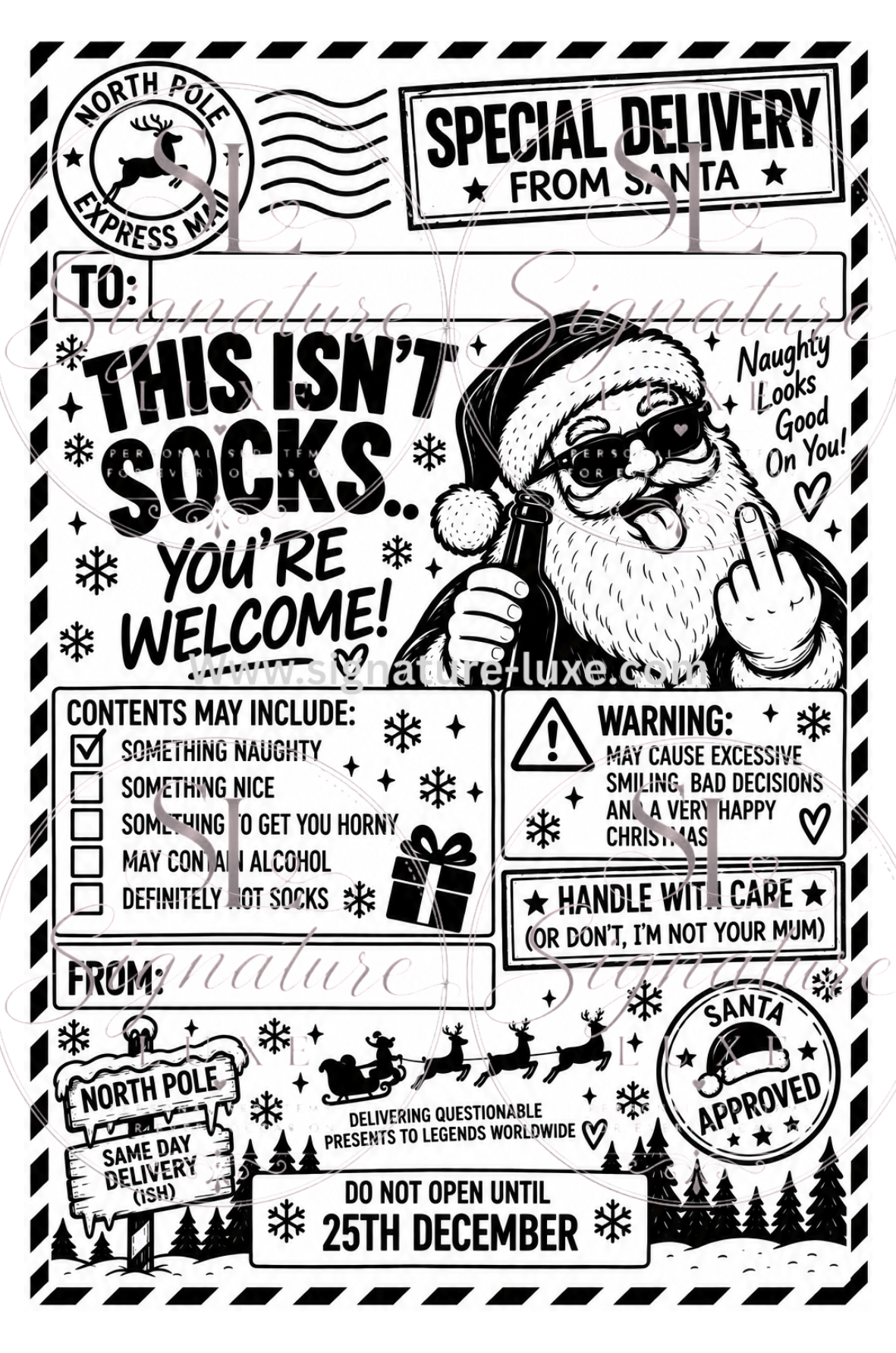 Rude adult Christmas A6 gift label design 4