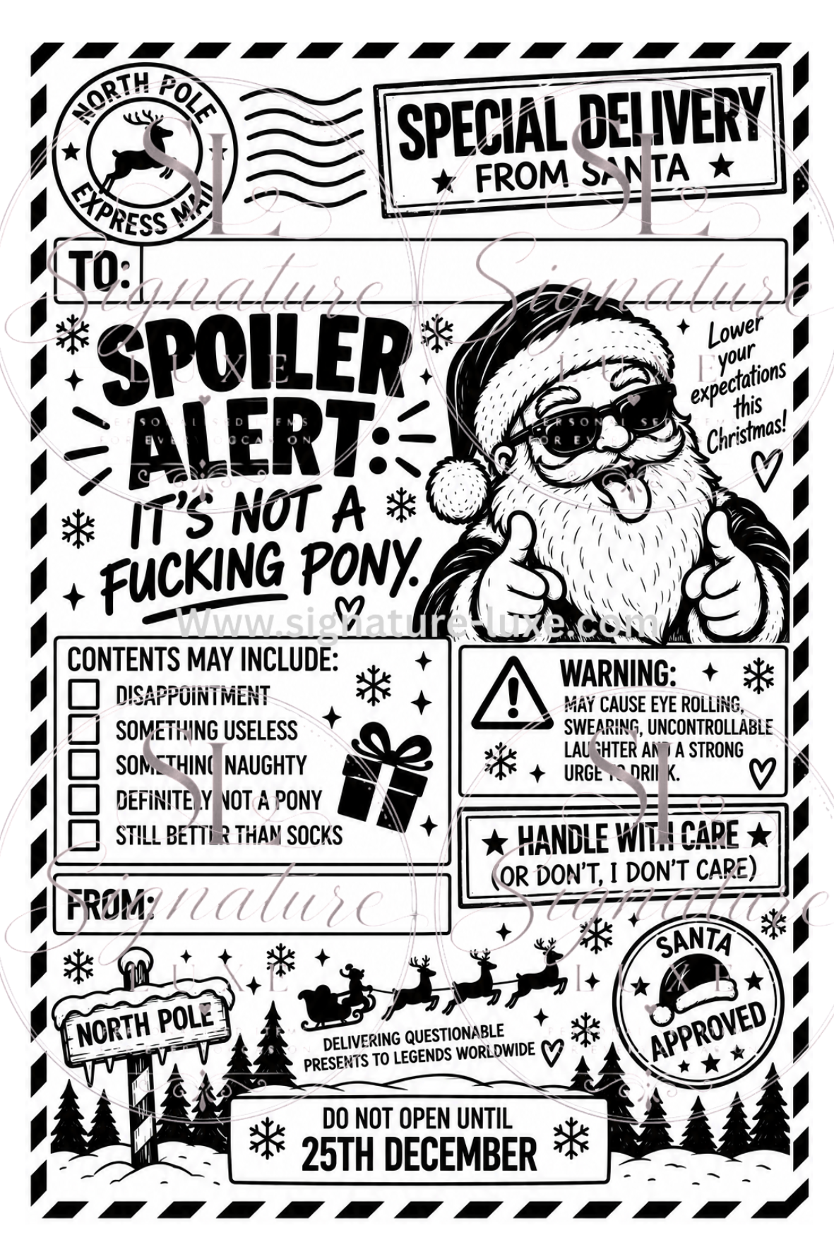 Rude adult Christmas A6 gift label design 5