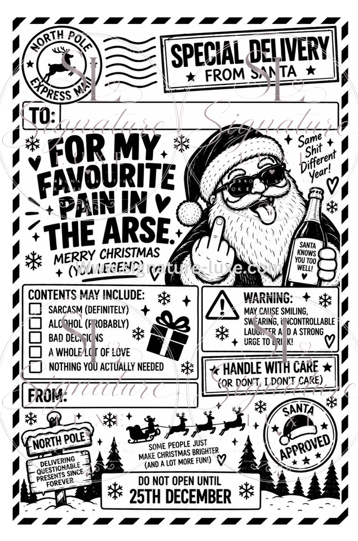 Rude adult Christmas A6 gift label design 6