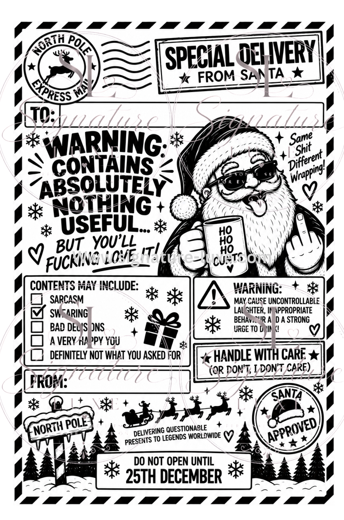 Rude adult Christmas A6 gift label design 7