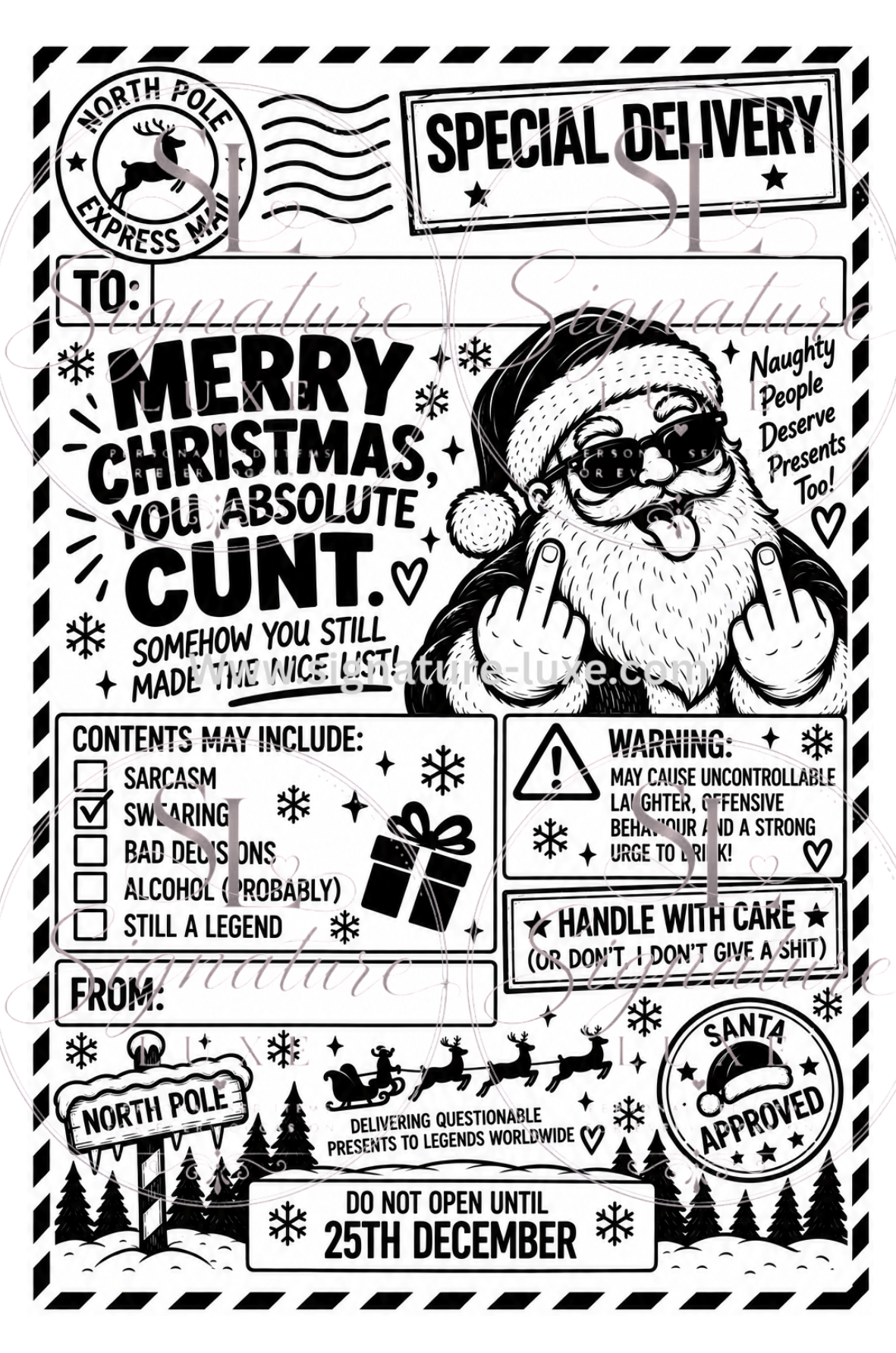 Rude adult Christmas A6 gift label design 8