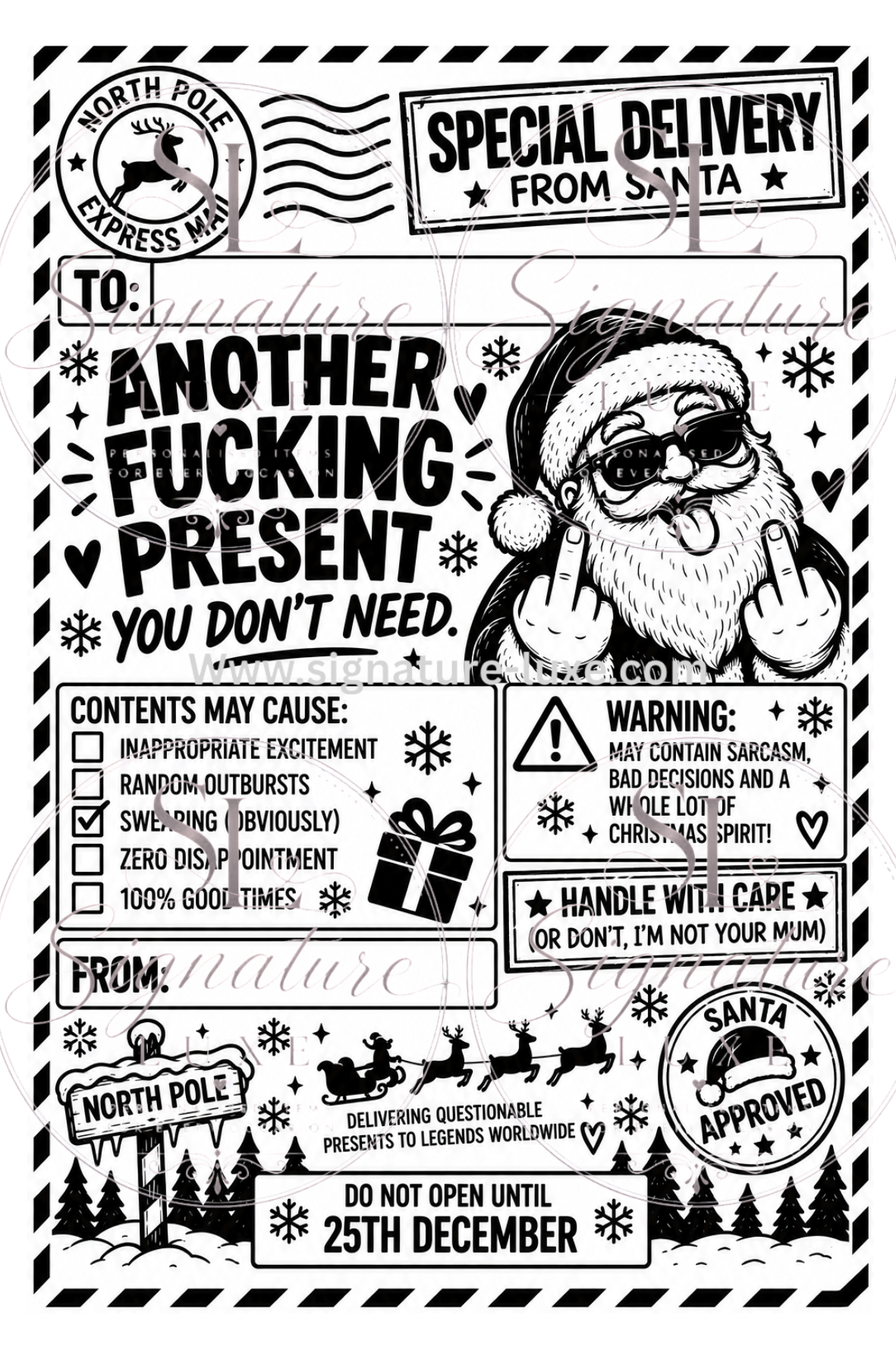 Rude adult Christmas A6 gift label design 9