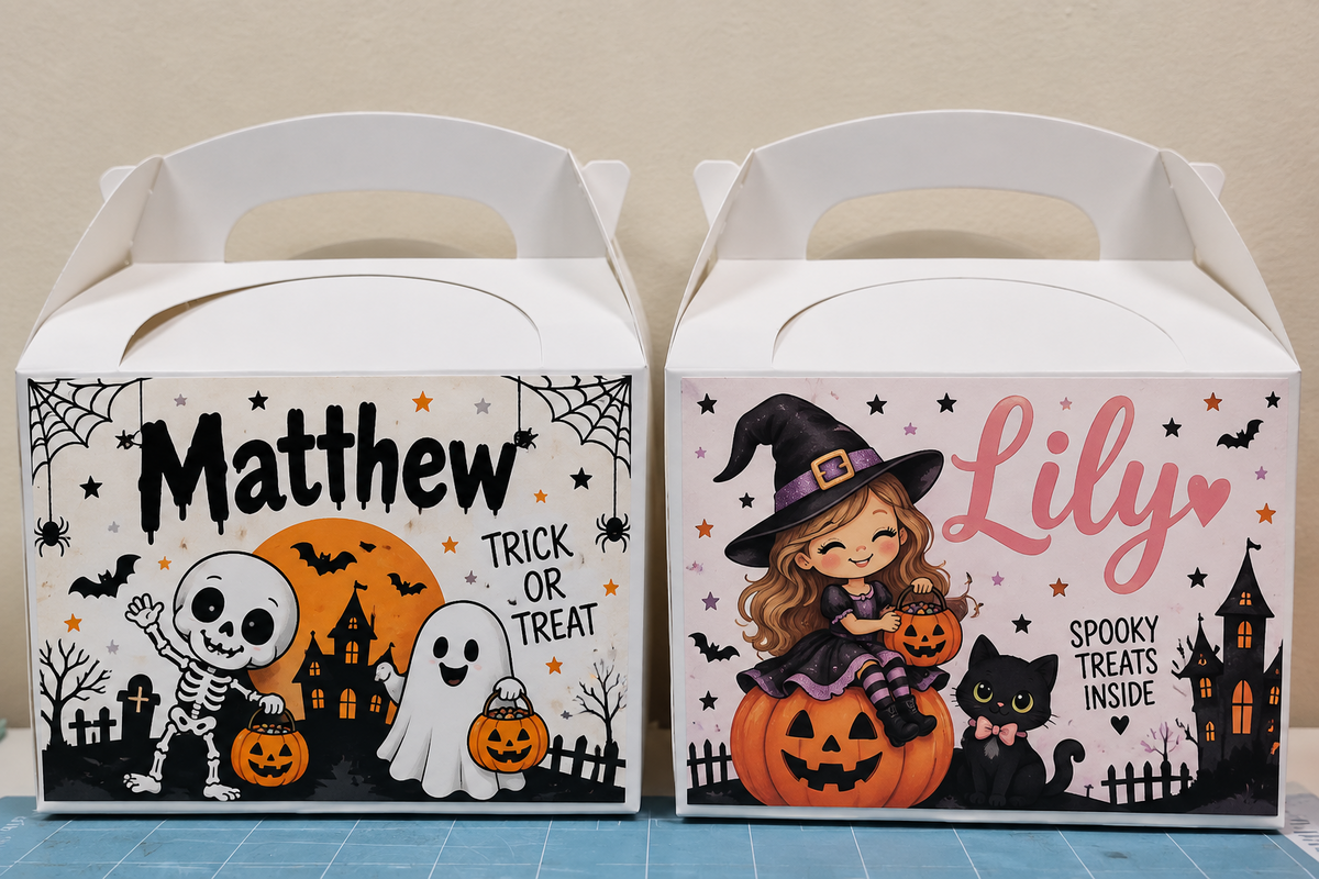Personalised Halloween treat boxes