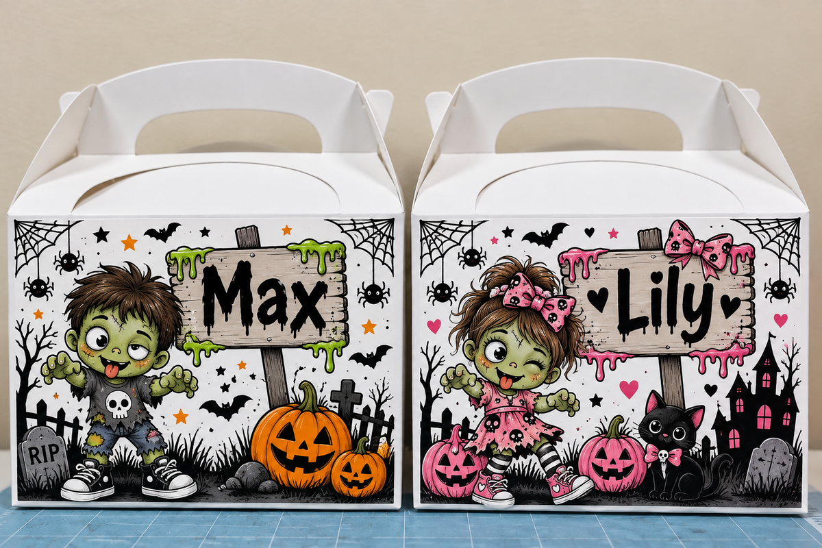 Personalised Halloween treat boxes
