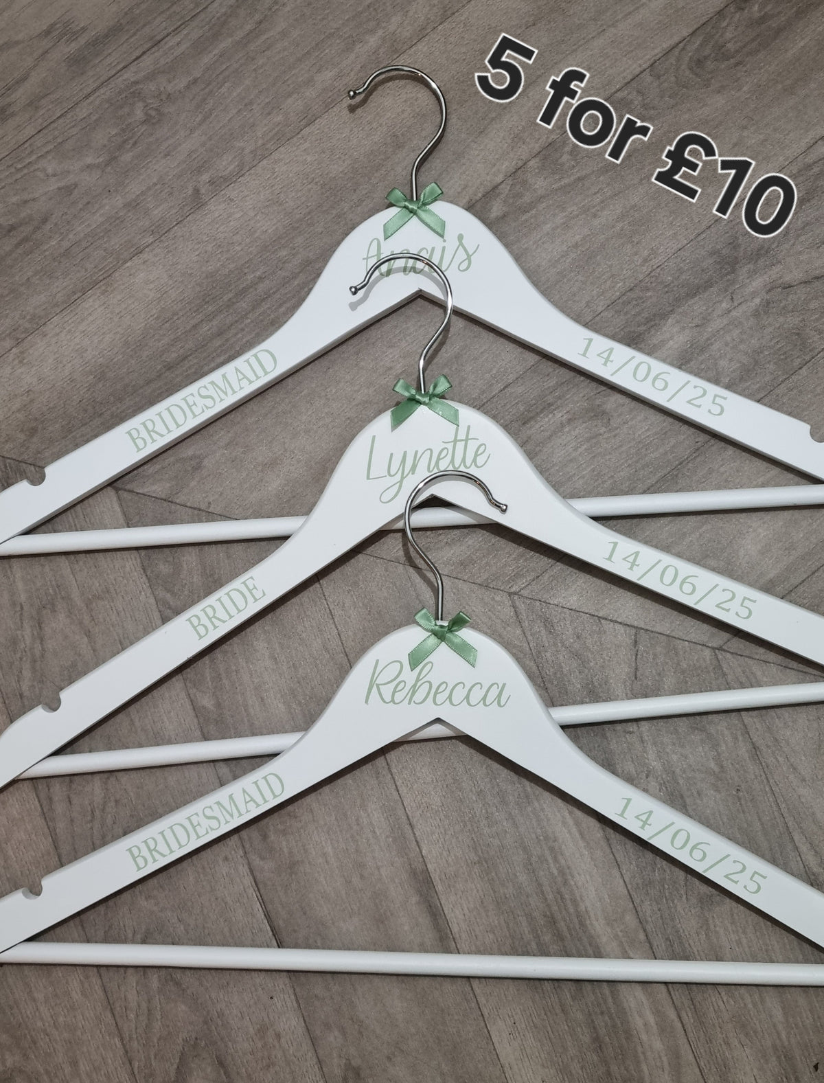 DIY personalised wedding hanger vinyl print with name date and bridal title