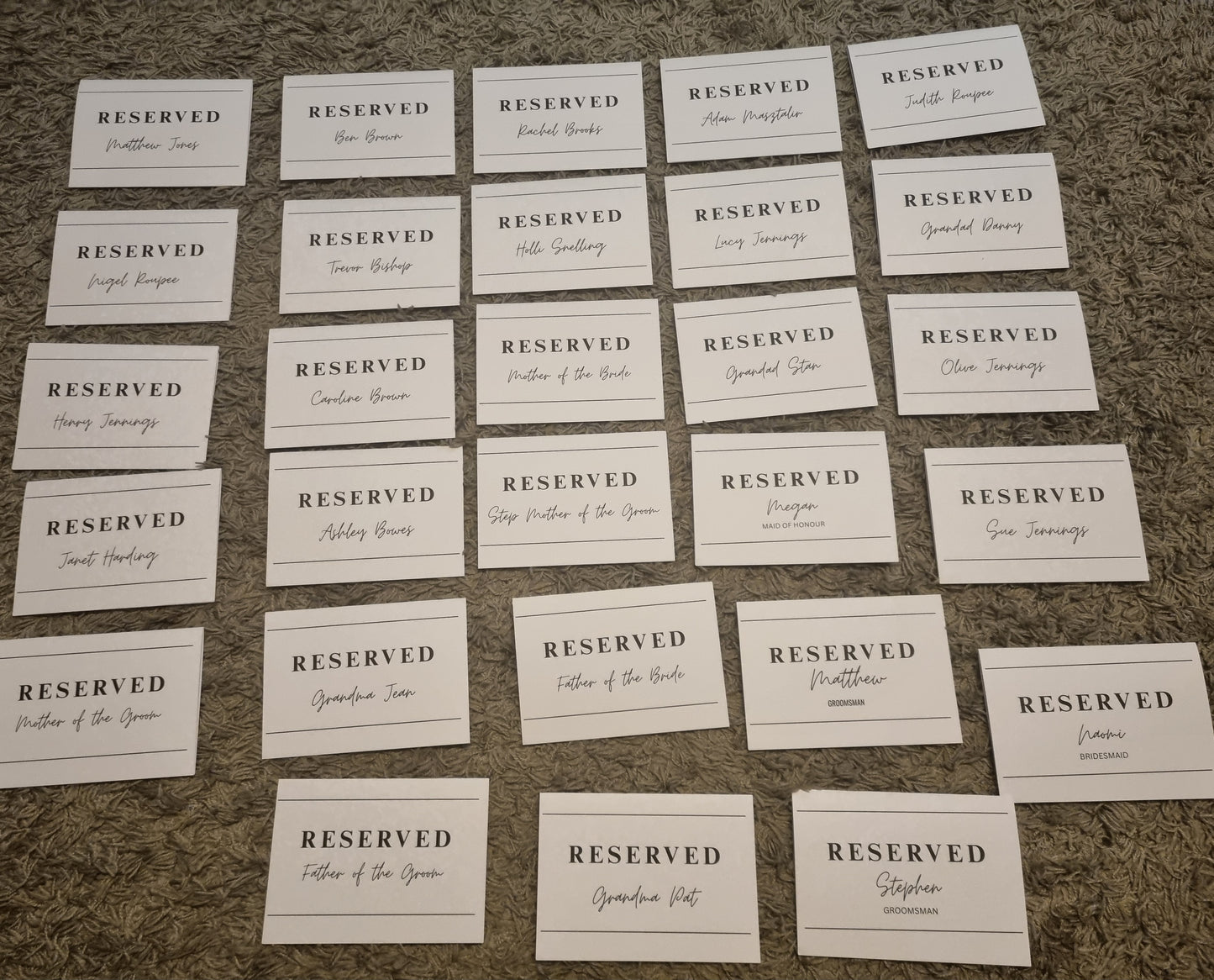 A5  tent reserved cards