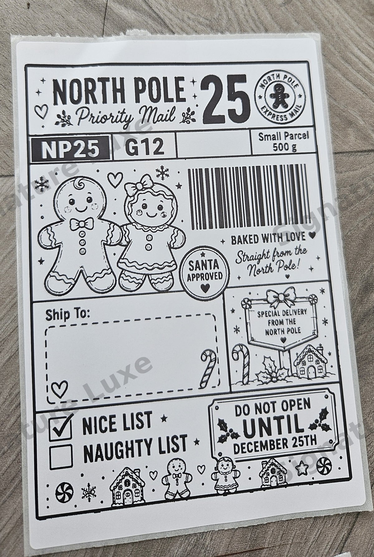 Christmas North Pole 10 Priority Delivery Label – Digital PNG