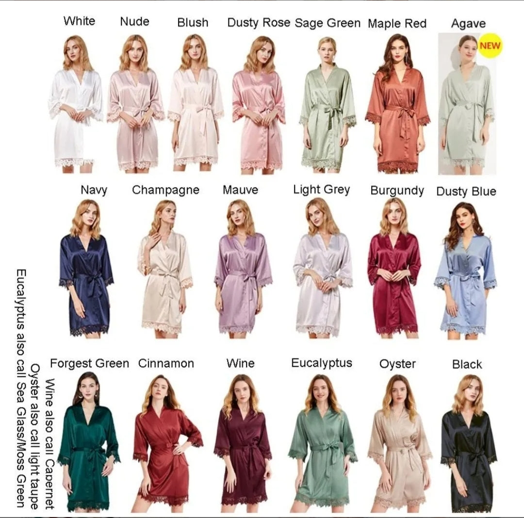 Blank lace satin robe for DIY wedding and bridal party personalisation